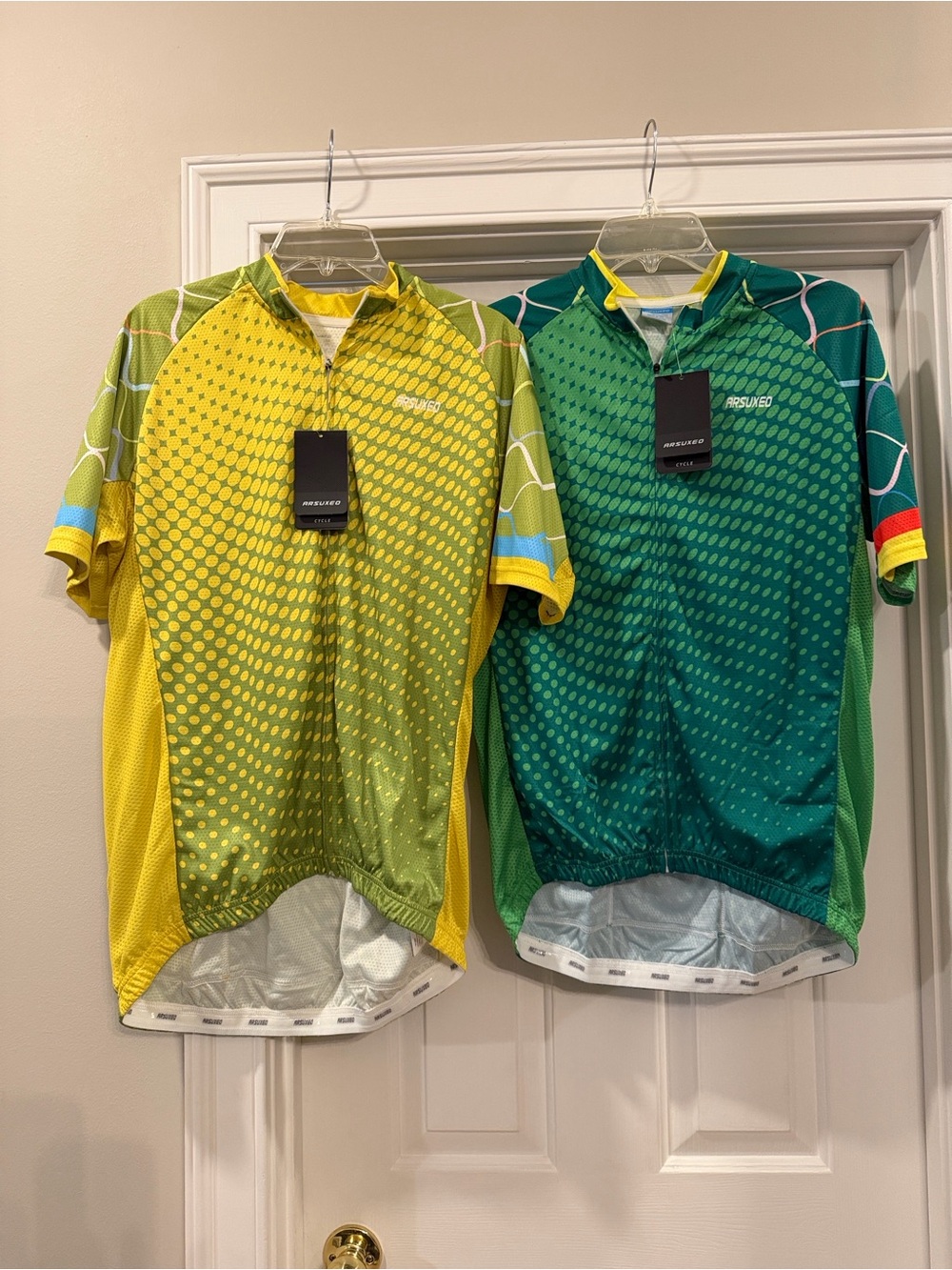 Green Short-Sleeve Cycling Jersey and Yellow short- sleeve (two jerseys)